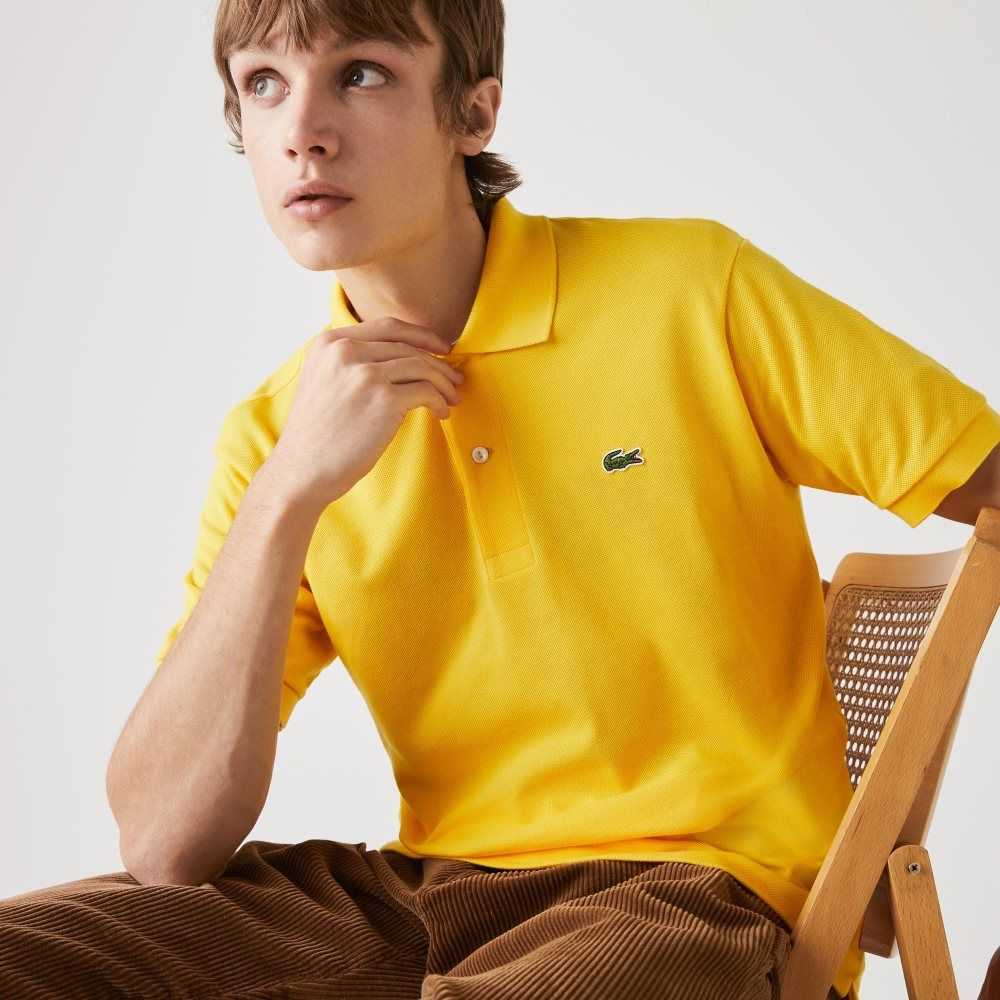 Yellow Lacoste Original L.12.12 petit pique cotton Polo | ULXRZY-837