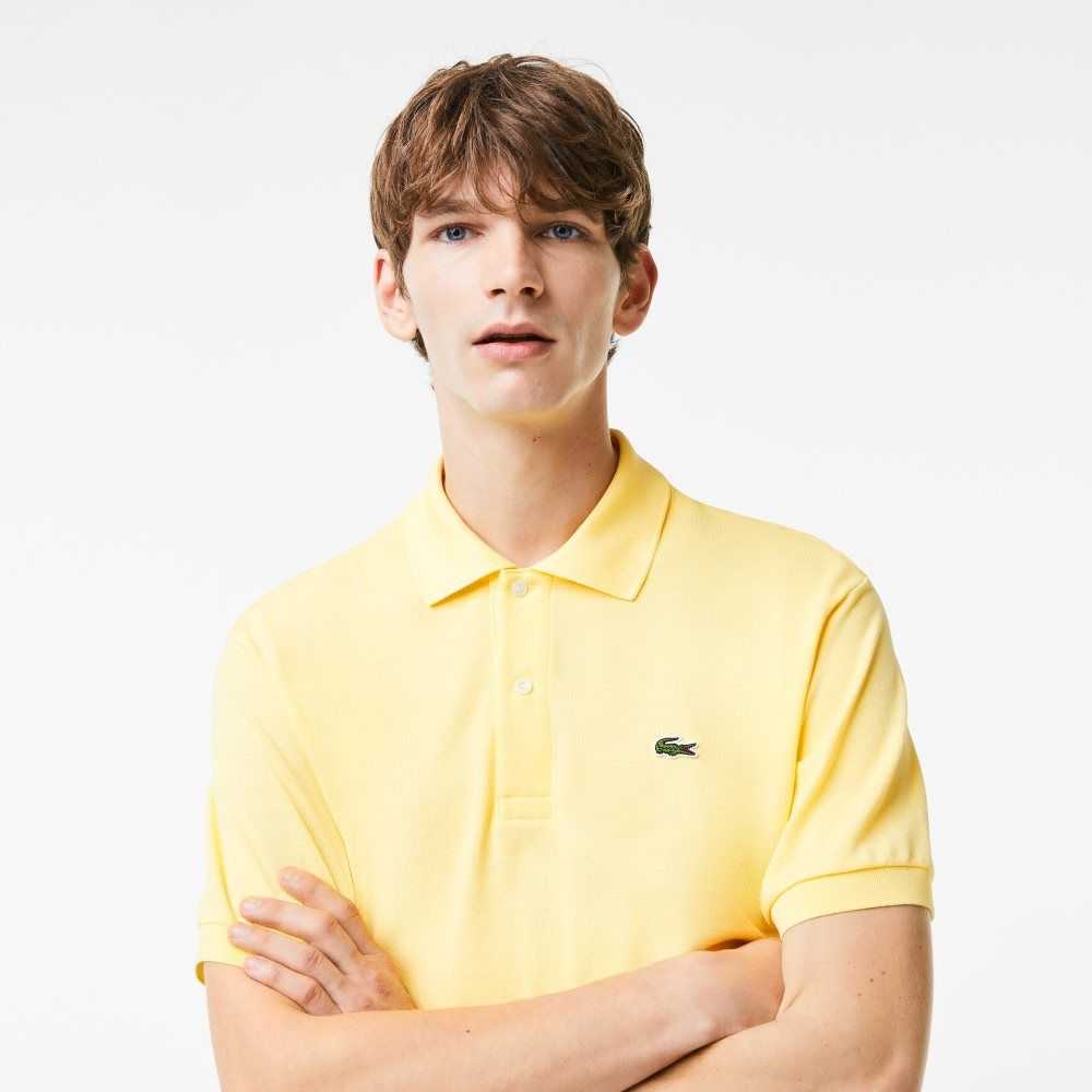 Yellow Lacoste Original L.12.12 petit pique cotton Polo | ZLTPAE-673