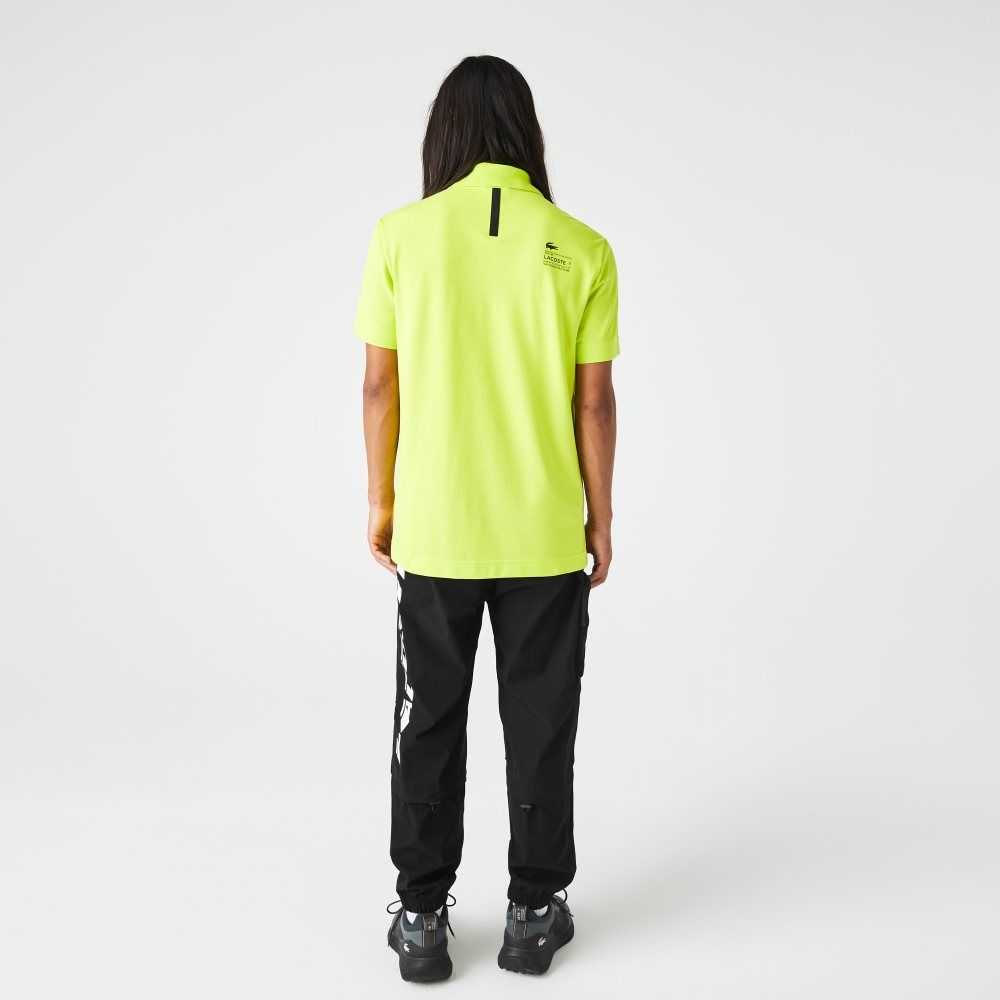 Yellow Lacoste Regular Fit Branded Pique Polo | SQXRYA-450