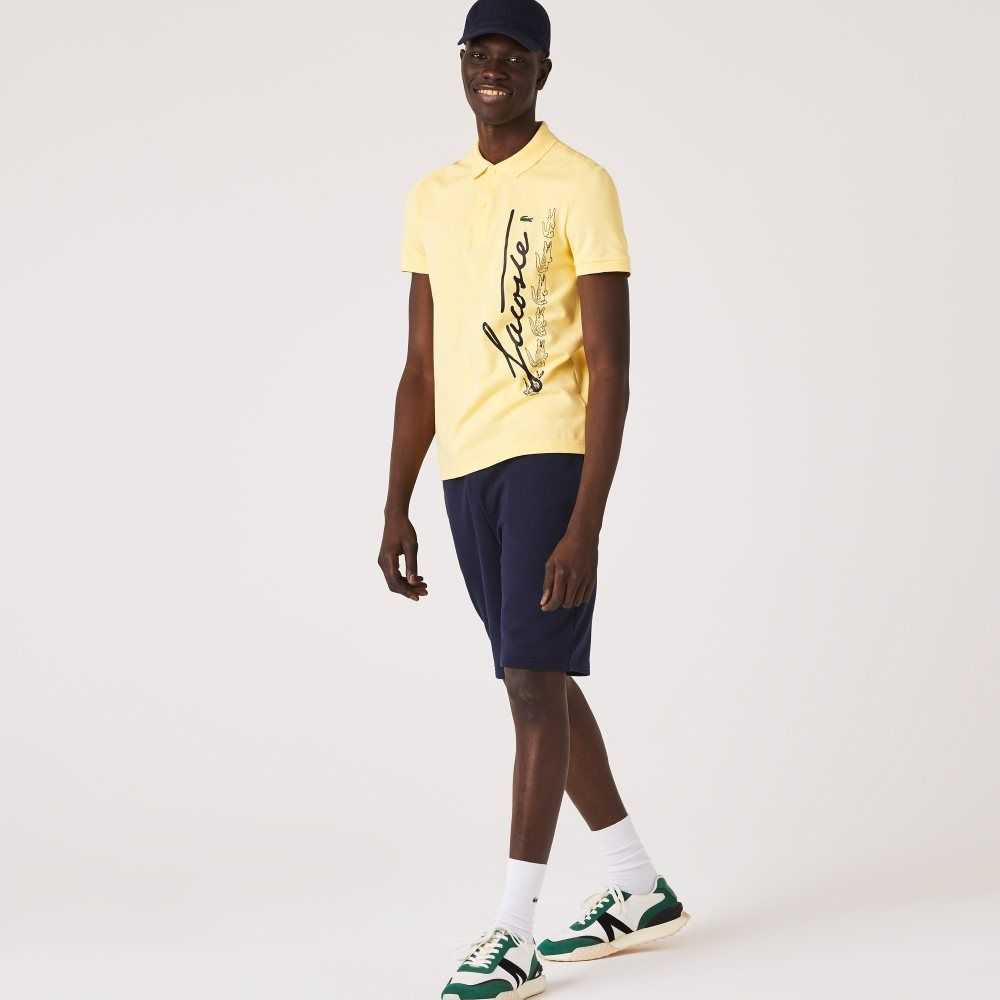 Yellow Lacoste Regular Fit Signature Cotton Pique Polo | IYPUDV-305