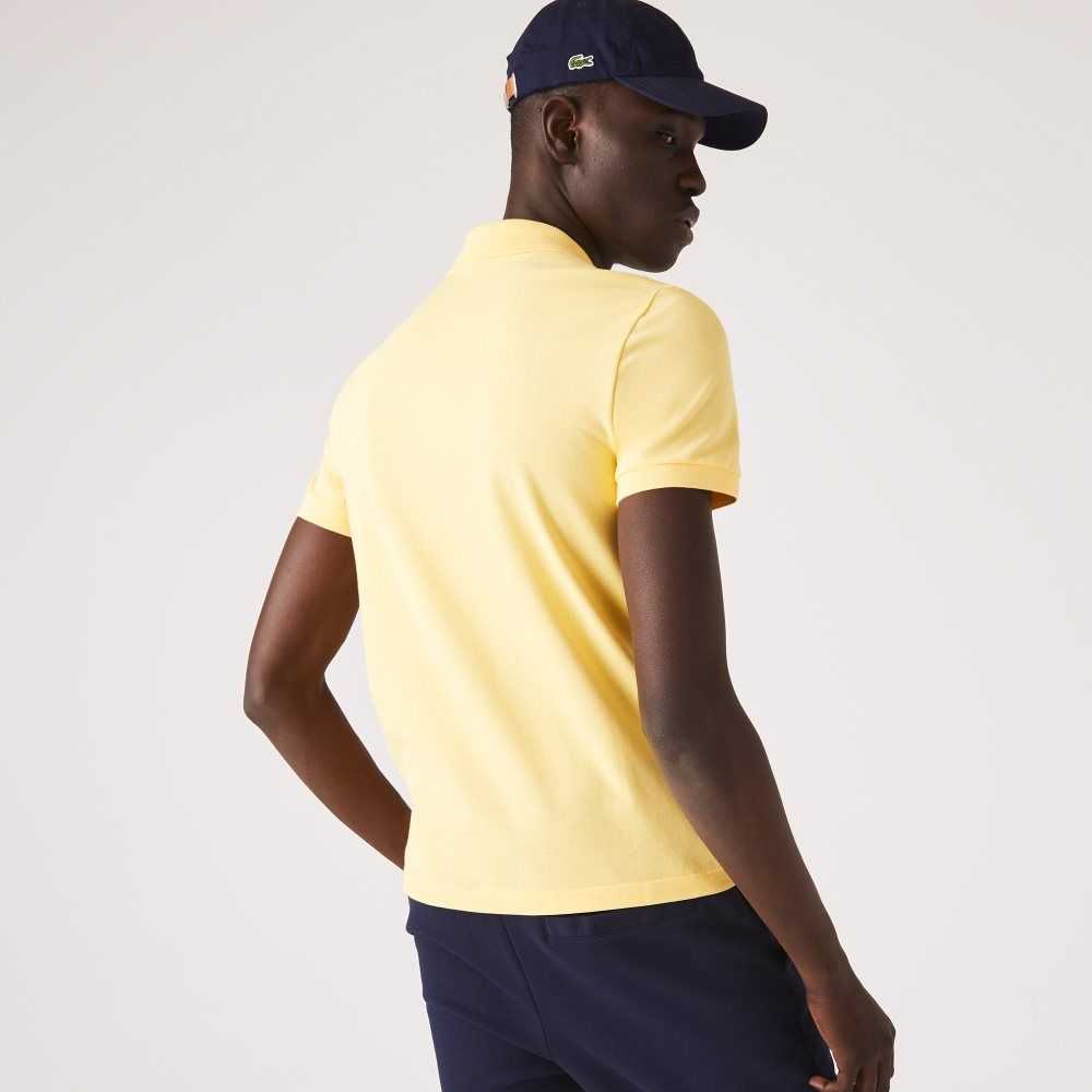 Yellow Lacoste Regular Fit Signature Cotton Pique Polo | IYPUDV-305