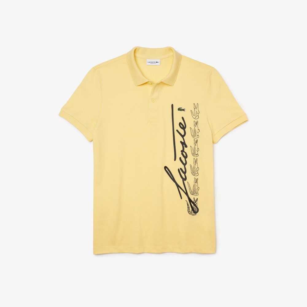 Yellow Lacoste Regular Fit Signature Cotton Pique Polo | IYPUDV-305