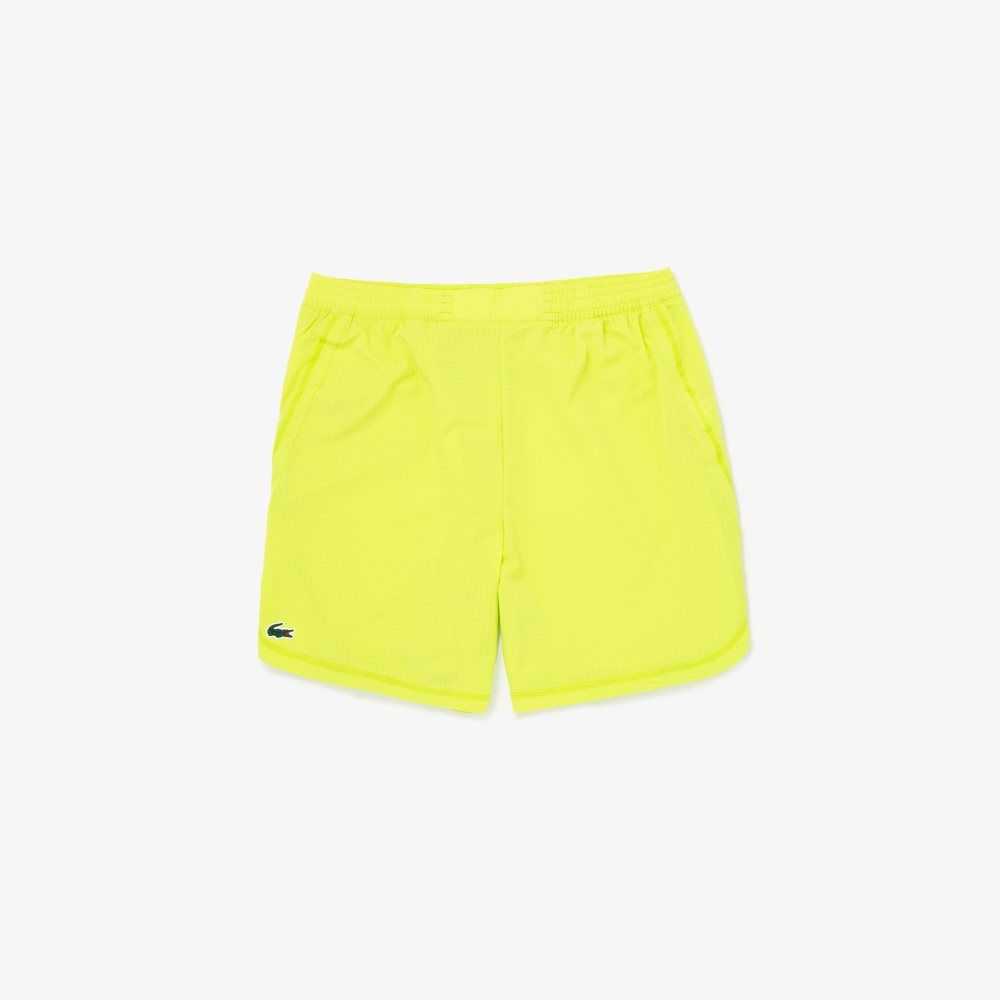 Yellow Lacoste SPORT Check Stretch Mesh Shorts | DOZSNG-145