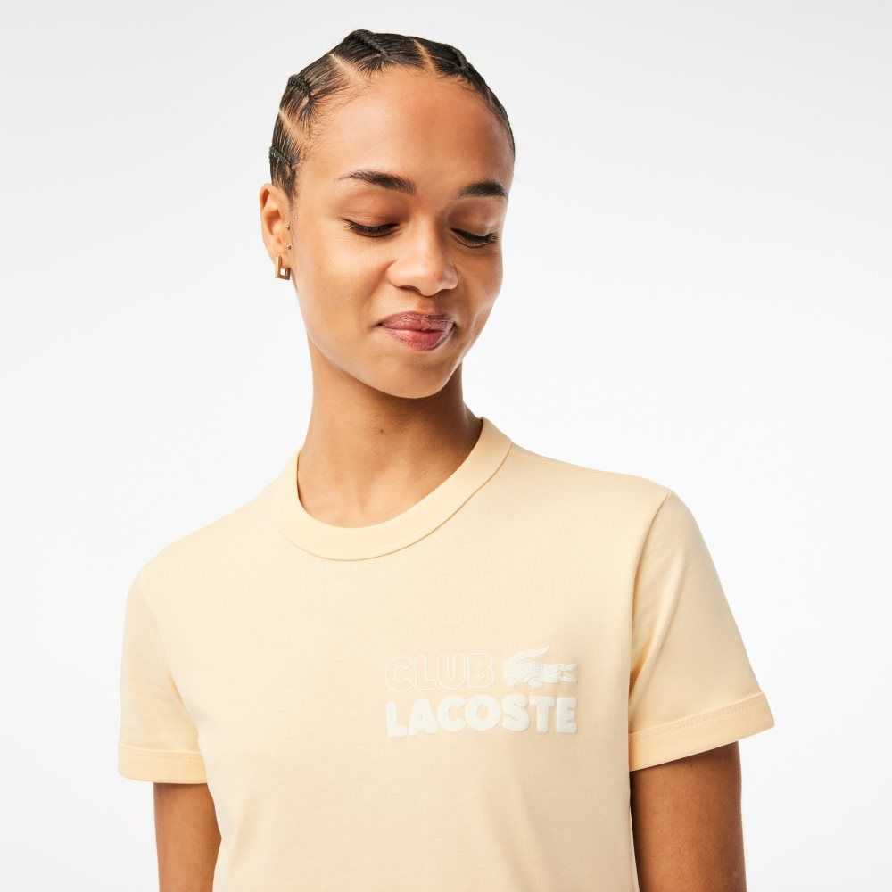 Yellow Lacoste Slim Fit Organic Cotton Jersey T-Shirt | SKXUJN-724