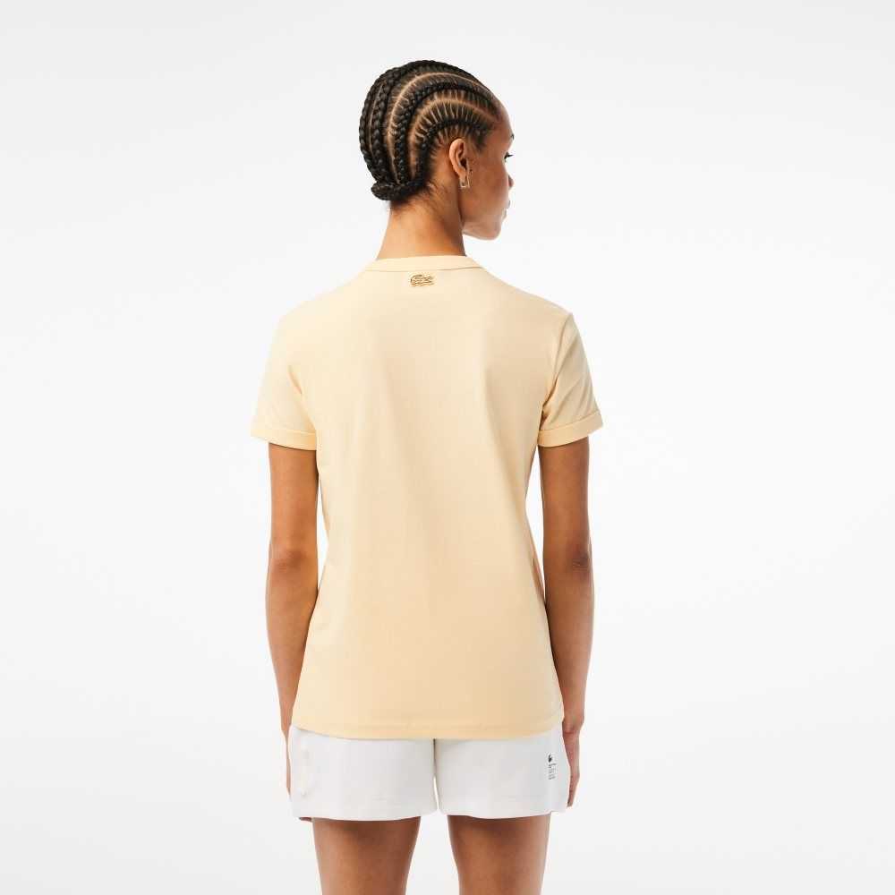 Yellow Lacoste Slim Fit Organic Cotton Jersey T-Shirt | SKXUJN-724