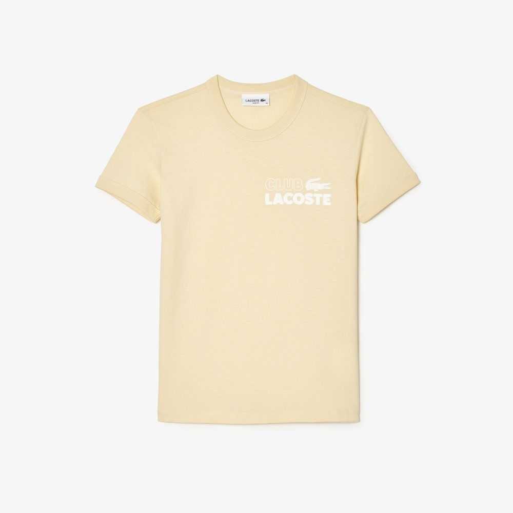 Yellow Lacoste Slim Fit Organic Cotton Jersey T-Shirt | SKXUJN-724