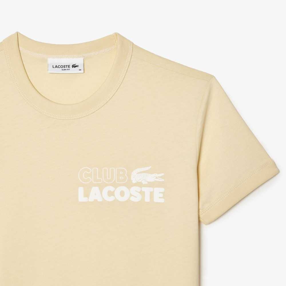 Yellow Lacoste Slim Fit Organic Cotton Jersey T-Shirt | SKXUJN-724