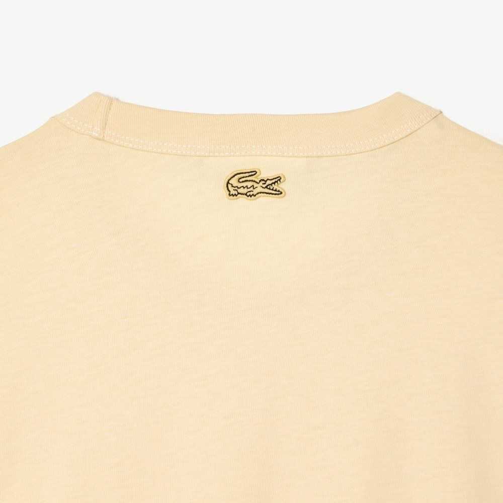 Yellow Lacoste Slim Fit Organic Cotton Jersey T-Shirt | SKXUJN-724