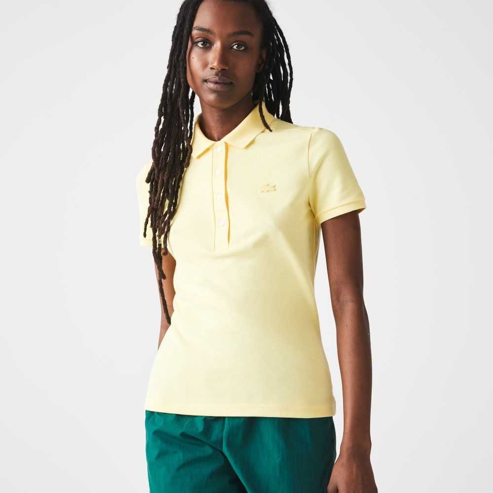 Yellow Lacoste Slim Fit Stretch Cotton Pique Polo | WVDOGL-738