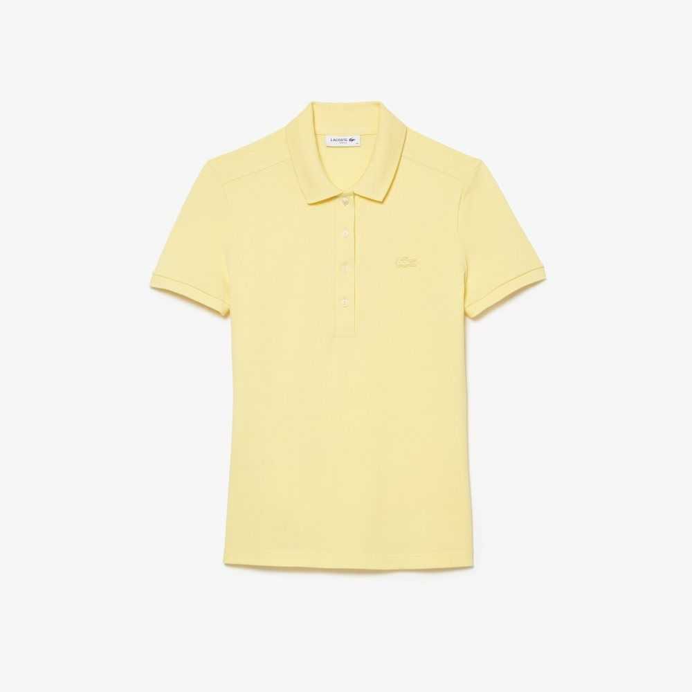 Yellow Lacoste Slim Fit Stretch Cotton Pique Polo | WVDOGL-738