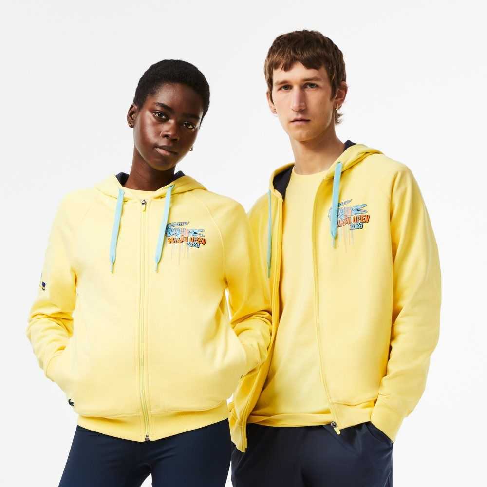 Yellow Lacoste Sport Miami Open Edition Hoodie | EHTIXC-485