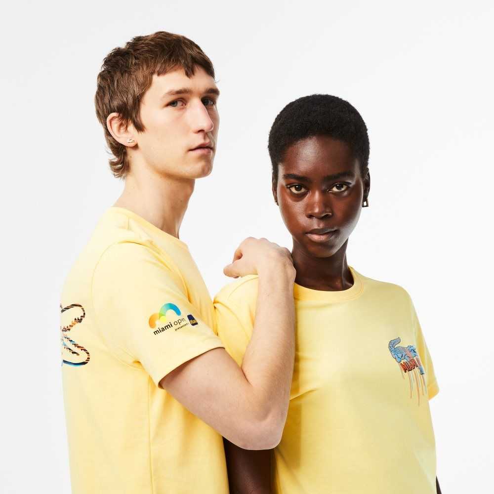 Yellow Lacoste Sport Miami Open Edition T-shirt | JZMWNQ-895