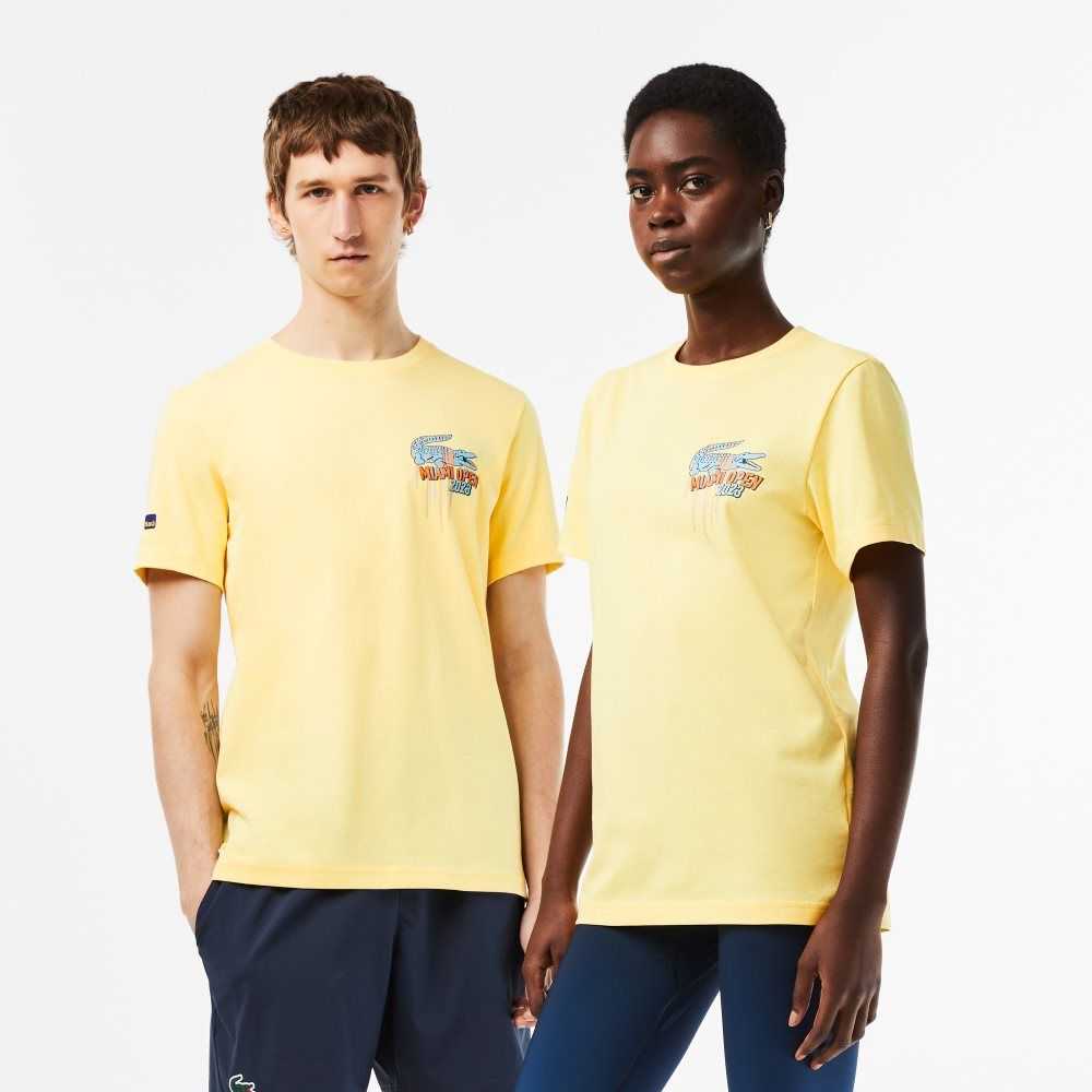 Yellow Lacoste Sport Miami Open Edition T-shirt | JZMWNQ-895