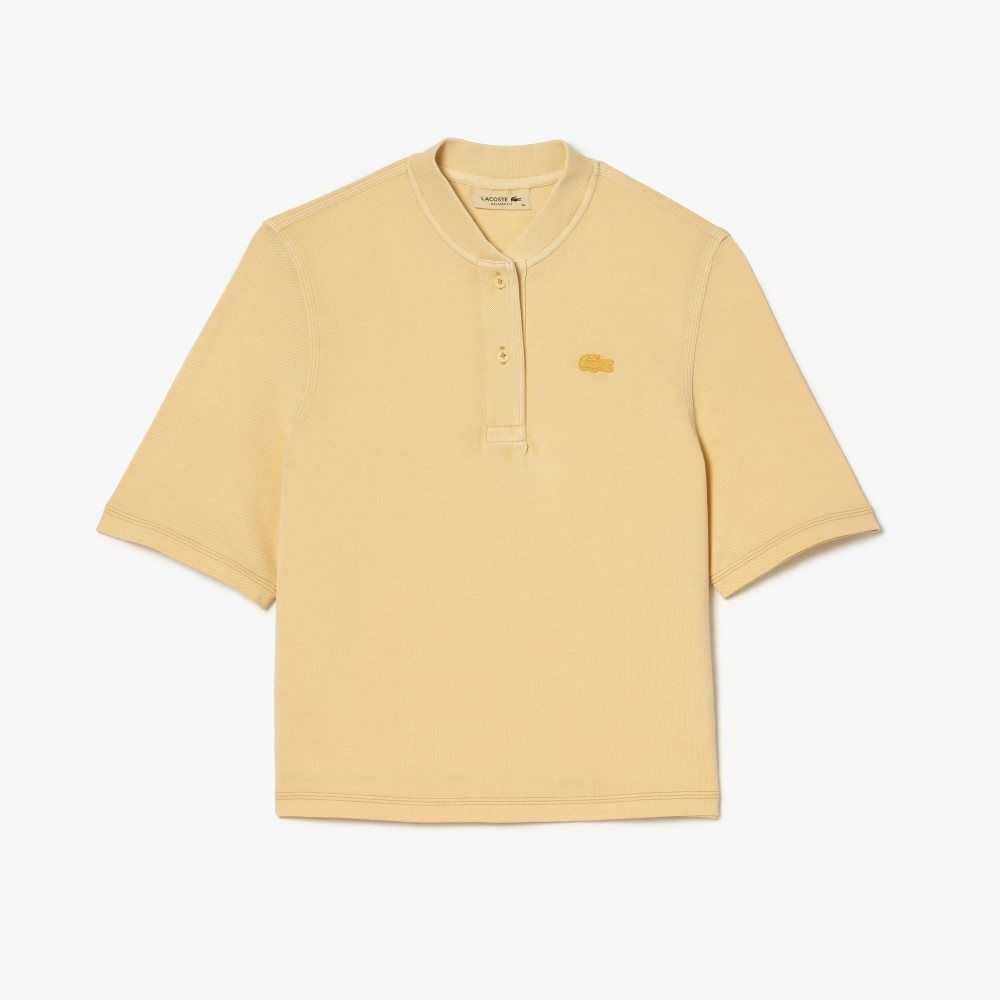 Yellow Lacoste Tunisian Neck Organic Cotton Pique T-Shirt | KVMUHD-968