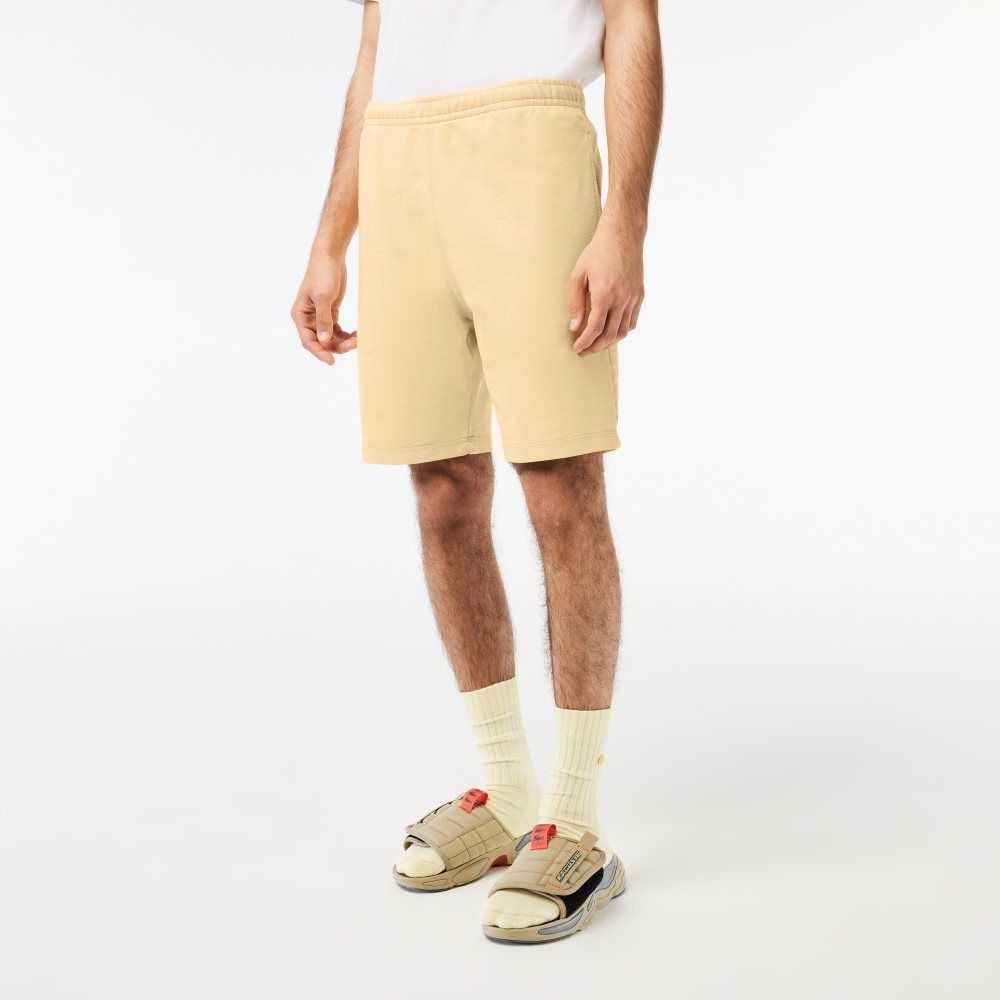 Yellow Lacoste Unbrushed Organic Cotton Fleece Shorts | NQXYOF-876