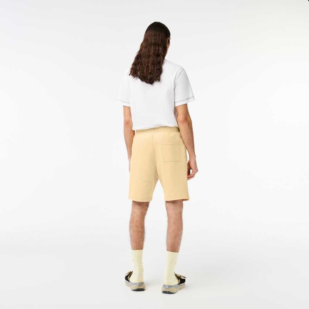 Yellow Lacoste Unbrushed Organic Cotton Fleece Shorts | NQXYOF-876