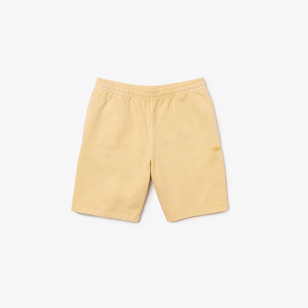 Yellow Lacoste Unbrushed Organic Cotton Fleece Shorts | NQXYOF-876