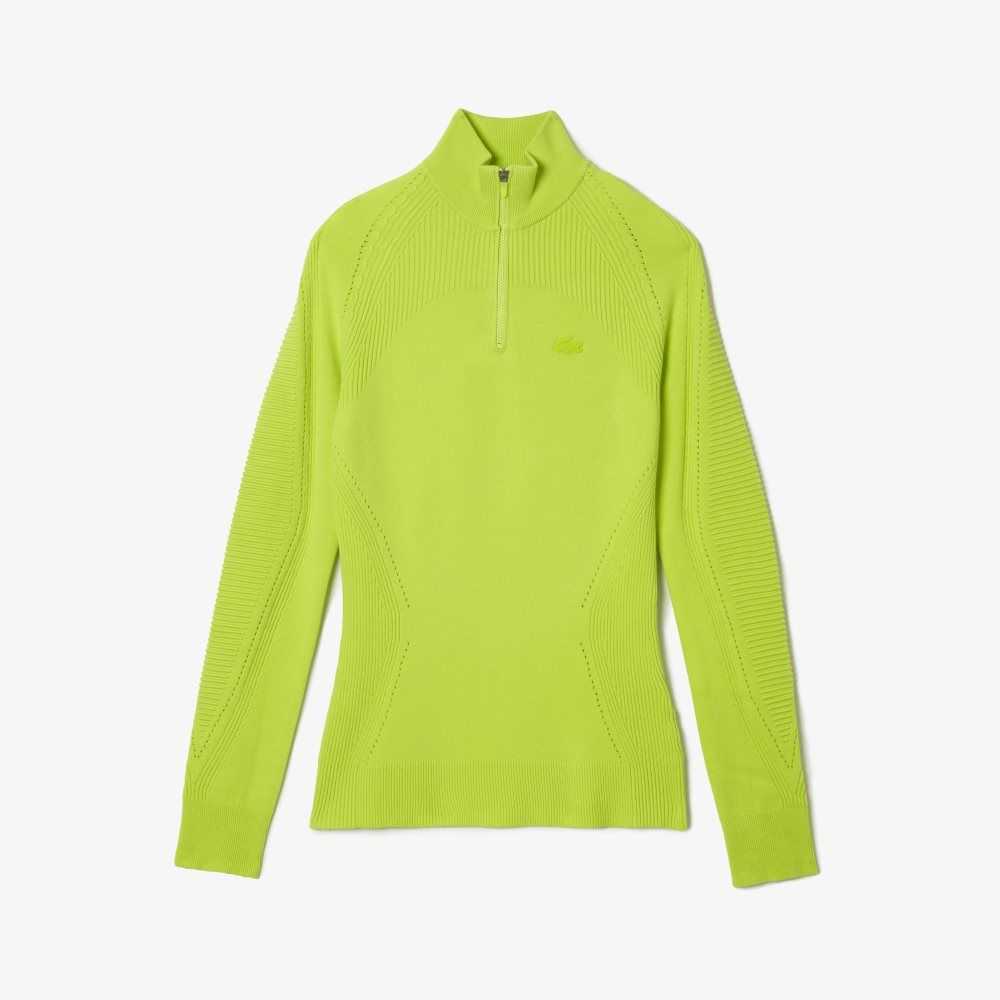 Yellow Lacoste Zip Neck Sweater | PDTEMS-618